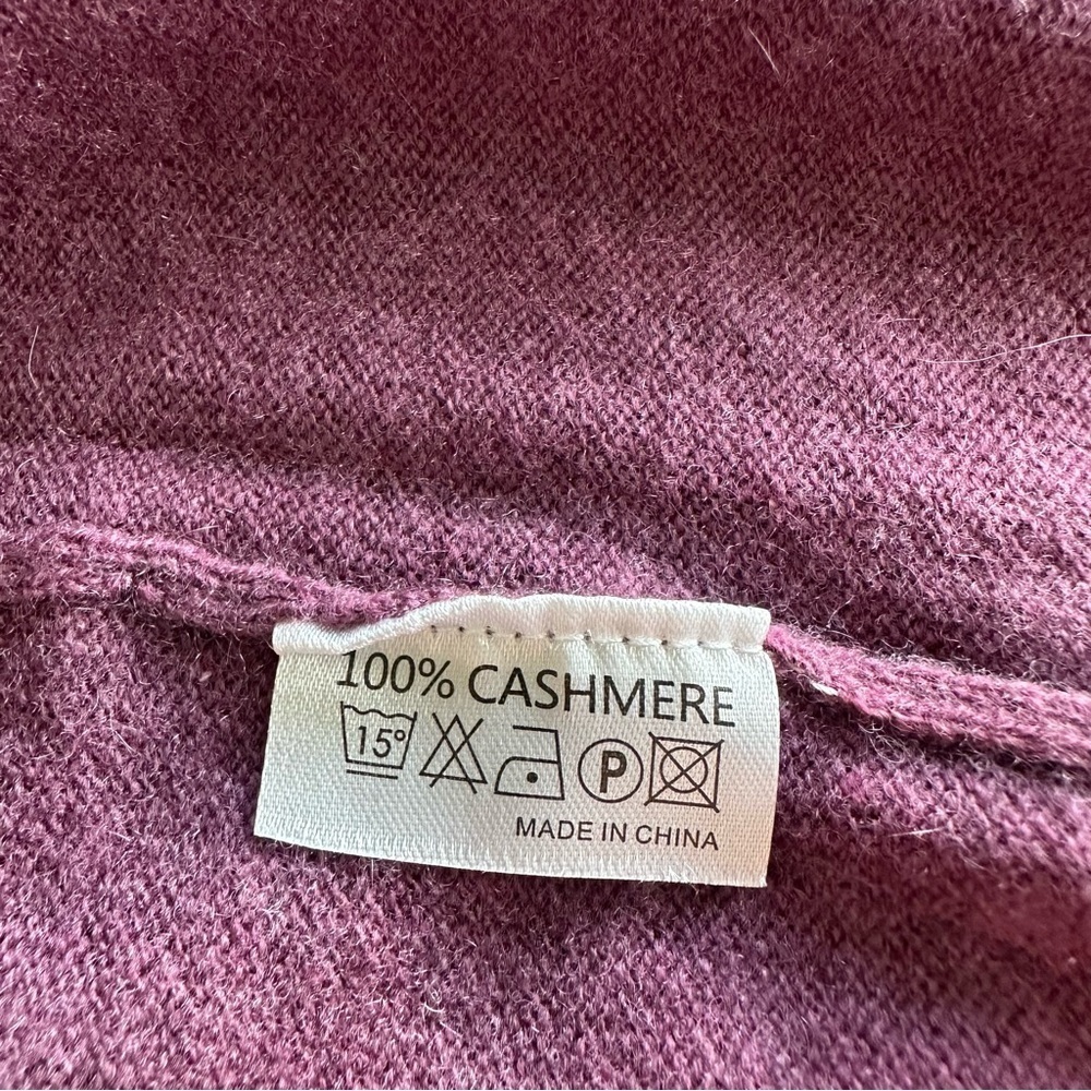 NWT KATHRYN McCARRON Isabel Cashmere Poncho Purple Size OS - Picture 10 of 12